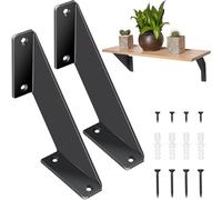 CTCEHL Equerre Etagere Murale,2 Pièces Noir Support D’étagère,Taquet Lourd Etagere,Equerre Étagère,Support Etagere Murale,Etagere Angle Murale,pour Chambre,Cuisine Bureau Bibliothèque (15 cm)