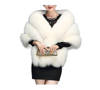 CTCOIJRN 1pc Mariage mariée Hiver mariée Haussement d'épaules Fausse Fourrure châles Femmes enveloppes fête Manteau Robe châle Blanc Cape Fausse Fourrure étoles de Fourrure(Talla nica)