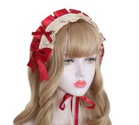 CTCOIJRN Accessoires de cosplay d'Halloween, coiffure en dentelle avec nœud papillon, bandeau Lolita doux et mignon, accessoires for cheveux faits à la main, rouge Bandeaux