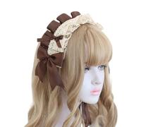 CTCOIJRN Accessoires LolitaCoiffe avec nœud papillon en dentelle, bandeau Lolita, accessoires for cheveux faits à la main, doux et mignons, marron Bandeaux