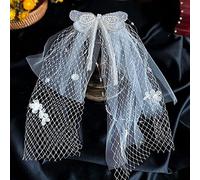 CTCOIJRN Bamutech Voile de mariée, peigne à voile, ensemble de ceinture de mariée, coiffes de mariage, pétales de dentelle, nœud, voile court, maquillage, bijoux, coiffure de mariée, voile de mariage,