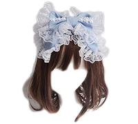 CTCOIJRN Bandeau en dentelle for femme de chambre, ornements de coiffure à volants, Double couche, nœud papillon, Vintage, fête Cosplay, accessoires for cheveux, grand cerceau for cheveux Bandeaux