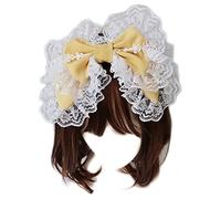 CTCOIJRN Bandeau en dentelle for femme de chambre, ornements de coiffure à volants, Double couche, nœud papillon, Vintage, fête Cosplay, accessoires for cheveux, grand cerceau for cheveux Bandeaux