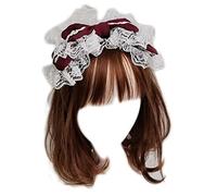CTCOIJRN Bandeau en dentelle for femme de chambre, ornements de coiffure à volants, Double couche, nœud papillon, Vintage, fête Cosplay, accessoires for cheveux, grand cerceau for cheveux Bandeaux
