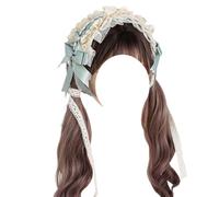 CTCOIJRN Bandeau for femmes et filles, bandeau large en dentelle, oreilles d'ours, accessoires for cheveux avec nœud Bandeaux(Green Headband)