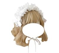 CTCOIJRN Bandeau gothique Lolita large for femmes et filles, bandeau antidérapant à la mode, accessoires for cheveux Bandeaux(Bianco)