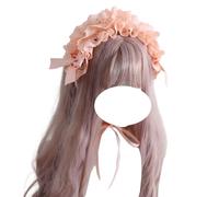 CTCOIJRN Bandeau gothique Lolita large for femmes et filles, bandeau antidérapant à la mode, accessoires for cheveux Bandeaux(Orange pink)