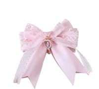 CTCOIJRN Bandeau Lolita en dentelle rose for femmes, bandeau avec nœud, chapeau haut-de-forme, accessoires de Costume à la mode Bandeaux(Bow)