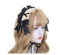 CTCOIJRN Bandeau LolitaCoiffe à nœud papillon en dentelle, bandeau Lolita, accessoires for cheveux faits à la main, doux et mignons, noir + blanc Bandeaux