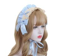 CTCOIJRN Bandeau LolitaCoiffe Bowknot en Dentelle Bandeau Lolita Accessoires de Cheveux Faits à la Main Doux et Mignons, Bleu Ciel Bandeaux