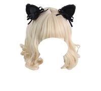 CTCOIJRN Bandeau oreilles de chat for femmes et filles, bandeau gothique Lolita, à la mode, antidérapant, accessoires for cheveux avec nœud Bandeaux(Black Cat Ears Clip)
