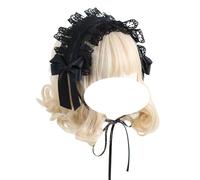 CTCOIJRN Bandeau oreilles de chat for femmes et filles, bandeau gothique Lolita, à la mode, antidérapant, accessoires for cheveux avec nœud Bandeaux(Black Headband)