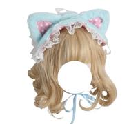 CTCOIJRN Bandeau oreilles de chat, mignon, Lolita, antidérapant, for femmes et filles, accessoires for cheveux Bandeaux(Blue Pink)