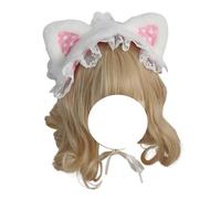 CTCOIJRN Bandeau oreilles de chat, mignon, Lolita, antidérapant, for femmes et filles, accessoires for cheveux Bandeaux(White Pink)
