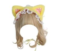 CTCOIJRN Bandeau oreilles de chat, mignon, Lolita, antidérapant, for femmes et filles, accessoires for cheveux Bandeaux(Yellow Pink)