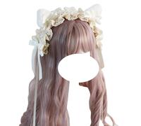 CTCOIJRN Bandeau oreilles de chat, ruban, cerceau for femmes et filles, accessoires for cheveux Lolita avec nœud Bandeaux(Bianco)