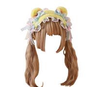 CTCOIJRN Bandeau oreilles d'ours for femmes et filles, accessoires de cheveux Lolita avec nœud, bandeaux d'animaux Bandeaux(Yellow Bear Ears Headband)