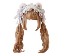 CTCOIJRN Bandeau Oreilles d'ours for Femmes et Filles, Accessoires de Cheveux Lolita avec nœud, Bandeaux d'animaux Bandeaux(White Bear Ears Headband)