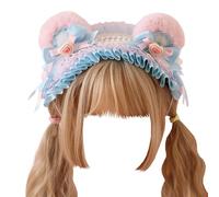 CTCOIJRN Bandeau oreilles d'ours, mignon, for femmes et filles, accessoires for cheveux Lolita, bandeaux d'animaux, à la mode Bandeaux(Pink Bear Ears+Headbands)