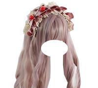 CTCOIJRN Bandeaux à fraises mignons for femmes et filles, accessoires de cheveux Lolita, bandeau en dentelle, à la mode Bandeaux(Pink)