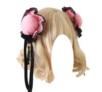 CTCOIJRN Bandeaux à nœud for femmes et filles, Lolita, Clips latéraux faits à la main, antidérapants, accessoires for cheveux mignons Bandeaux(Rose pink black bow)