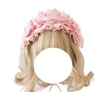 CTCOIJRN Bandeaux en coton for femmes et filles, accessoires de cheveux gothiques Lolita, bandeau avec nœud antidérapant, bandes de cheveux à la mode x 12 cm) Bandeaux(Pink)
