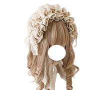 CTCOIJRN Bandeaux en coton for femmes et filles, accessoires de cheveux Lolita, bandeau avec nœud, antidérapants, à la mode Bandeaux(Beige)