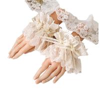 CTCOIJRN Bandeaux en dentelle beige for femmes, bandeau Lolita, bandeau for cheveux, chapeau haut-de-forme, bandeaux à la mode, accessoires de costumes Bandeaux(Arm sleeves)