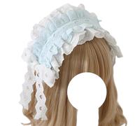 CTCOIJRN Bandeaux en dentelle for coiffure Lolita, bandeaux antidérapants for femmes, cerceaux à la mode Bandeaux(White Blue)