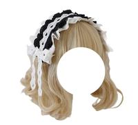 CTCOIJRN Bandeaux en dentelle for coiffure Lolita, bandeaux antidérapants for femmes, cerceaux à la mode Bandeaux(White Black)