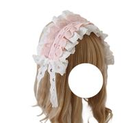 CTCOIJRN Bandeaux en dentelle for coiffure Lolita, bandeaux antidérapants for femmes, cerceaux à la mode Bandeaux(White Pink)