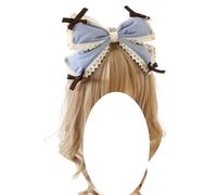CTCOIJRN Bandeaux en dentelle for femmes, bandeau Lolita avec nœud, bandeau haut-de-forme, accessoires à la mode Bandeaux(Blue Bow)
