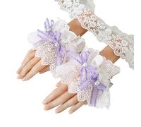 CTCOIJRN Bandeaux en dentelle violet for femmes, bandeau Lolita avec nœud, chapeau haut-de-forme, bandeaux à la mode, accessoires de costumes Bandeaux(Arm sleeves)