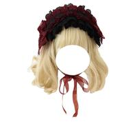 CTCOIJRN Bandeaux for femmes gothique Lolita coiffure dentelle Cosplay bandeaux bandeau cheveux accessoires for cheveux Bandeaux(Wine Red)