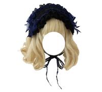 CTCOIJRN Bandeaux for femmes gothique Lolita coiffure dentelle Cosplay bandeaux bandeau cheveux accessoires for cheveux Bandeaux(Dark Blue)