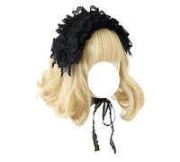 CTCOIJRN Bandeaux for femmes gothique Lolita coiffure dentelle Cosplay bandeaux bandeau cheveux accessoires for cheveux Bandeaux(Schwarz)