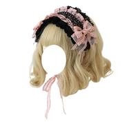 CTCOIJRN Bandeaux for femmes gothique Lolita coiffure dentelle Cosplay bandeaux bandeau cheveux accessoires for cheveux Bandeaux(Pink)