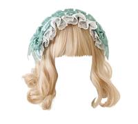CTCOIJRN Bandeaux larges en dentelle for femmes, bandeau Lolita avec nœud, bandeaux à la mode, accessoires de costumes Bandeaux(Green)