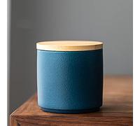 CTCOIJRN Boîte à thé Mini boîte à thé scellée conteneur en céramique Portable voyage fleur thé café sucre bocaux de stockage conteneurs de stockage de thé en vrac (Color : Navy Blue)
