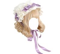 CTCOIJRN Bonnet en Dentelle for Femmes, Bandeau Lolita, Chapeau à nœud Papillon, Bonnet en Dentelle, Chapeau de Soleil, Accessoires de Costume Bandeaux(Purple)