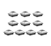 CTCOIJRN Capuchons de poteaux de clôture, Embouts supérieurs de clôture en Gland Pyramide, Capuchons décoratifs en Acier pressé carrés Robustes et durables en métal, 10 pièces(Silver,100mm)
