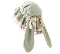CTCOIJRN Chapeau de soleil en dentelle Lolita for femmes, doux et mignon, oreilles de lapin mignonnes, casquette amovible, bandeau avec nœud en dentelle, accessoires de Costume Bandeaux(Green,1 Count)