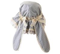 CTCOIJRN Chapeau de soleil en dentelle Lolita for femmes, doux et mignon, oreilles de lapin mignonnes, casquette amovible, bandeau avec nœud en dentelle, accessoires de Costume Bandeaux(Blu,One Size)