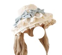 CTCOIJRN Chapeau en Dentelle avec nœud for Femmes, Chapeau Seau Fascinant, Lolita, Mignon, Chapeau de Soleil, Plage, Vacances, Voyage Bandeaux(Mint Green Bow)