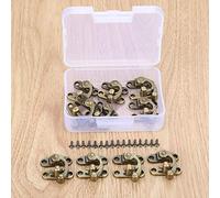 CTCOIJRN Charnières, 10 pièces 29 x 33 mm Antique Bronze Serrure d'angle Loquet Décoratif Loquet Loquet Crochet Cadeau Boîte à Bijoux en Bois Cadenas + Vis + Boîte de Rangement