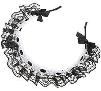 CTCOIJRN Coiffure Lolita, bandeau, accessoires, cerceau for cheveux, 2 pièces, cerceaux for femmes, bandeaux en dentelle de fête des années 80 avec nœud, accessoires de costumes des années 80 for femm