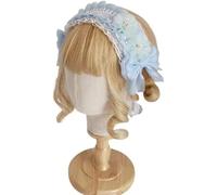 CTCOIJRN Coiffure Lolita, bandeau, accessoires, cerceau for cheveux, coiffure en dentelle multicouche en maille avec nœud papillon, joli bandeau à fleurs en dentelle, accessoires de cerceau for cheveu