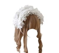 CTCOIJRN Larges bandeaux en dentelle for femmes, bandeau gothique Lolita, bandeau à nœud, accessoires de costumes à la mode Bandeaux(Bianco)