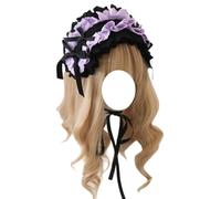 CTCOIJRN Larges bandeaux for femmes gothique dentelle Lolita bandeau arc bandeau cheveux cerceau mode bandeaux accessoires Bandeaux(Black Purple)