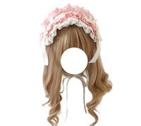 CTCOIJRN Larges bandeaux for femmes gothique dentelle Lolita bandeau arc bandeau cheveux cerceau mode bandeaux accessoires Bandeaux(White Pink)